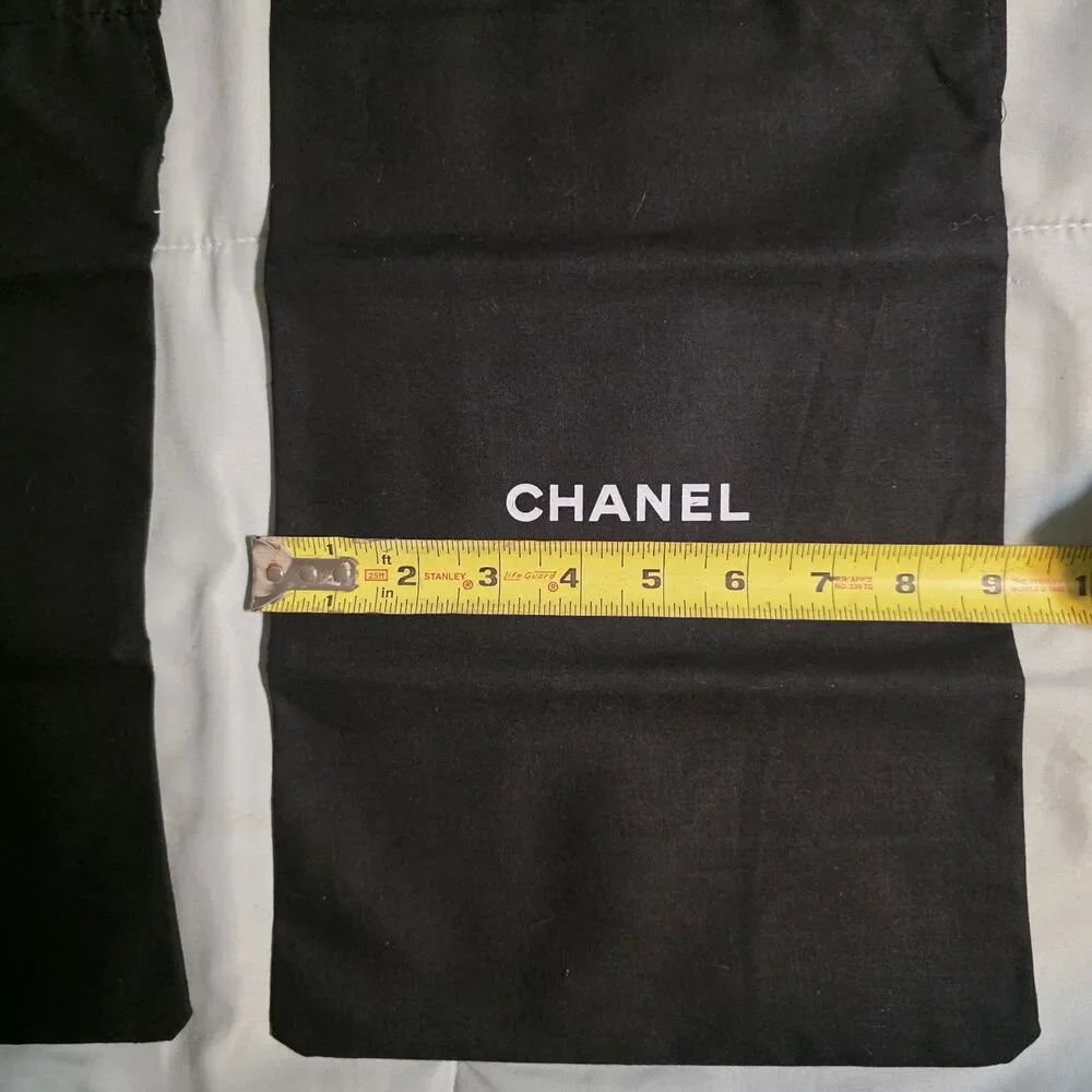 Authentic CHANEL Dust Bag Covers with Drawstrings Black Size 13X9.5 in Set Of 4